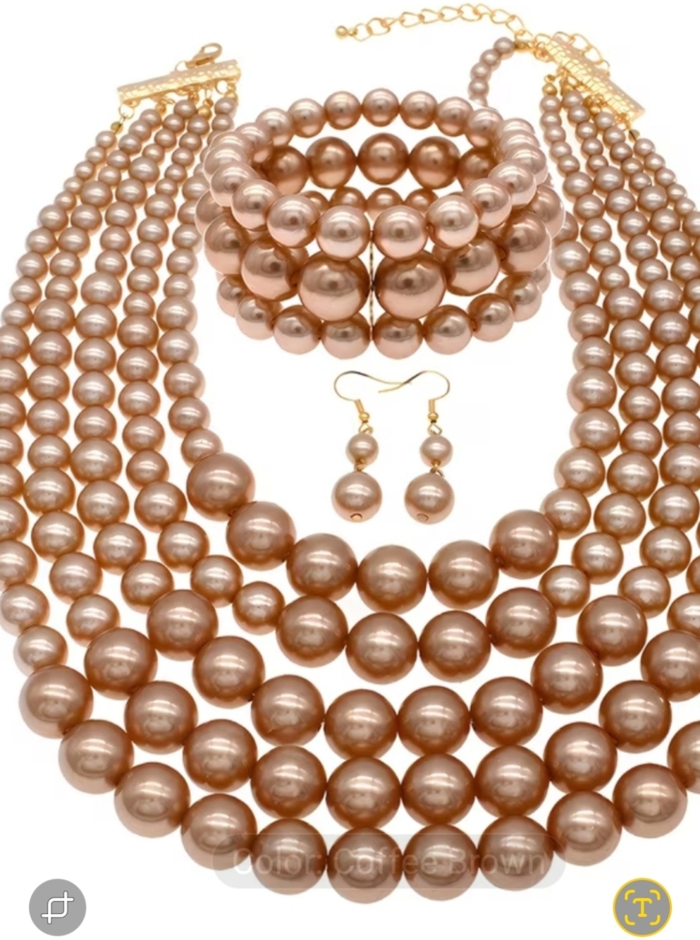 Pearl Necklace, Bracelet & Earring Set